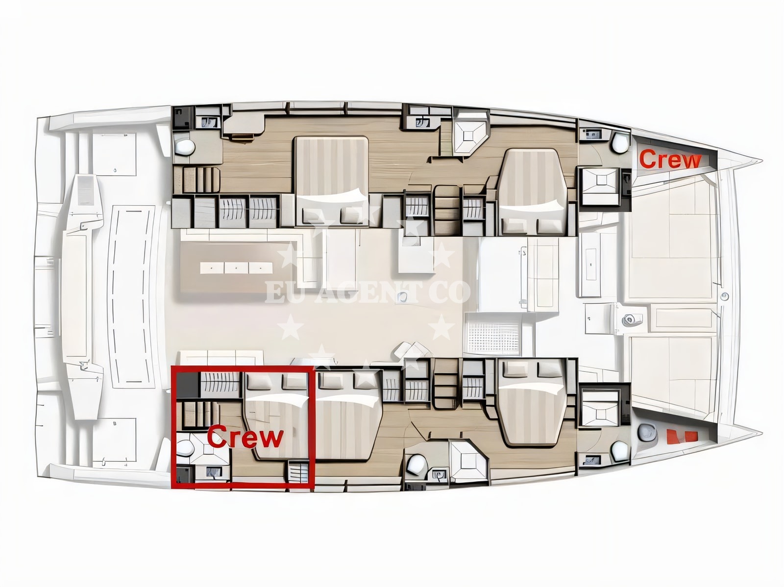 Interior of Bali 5.4 catamaran with 6 cabins Croatia yacht charter