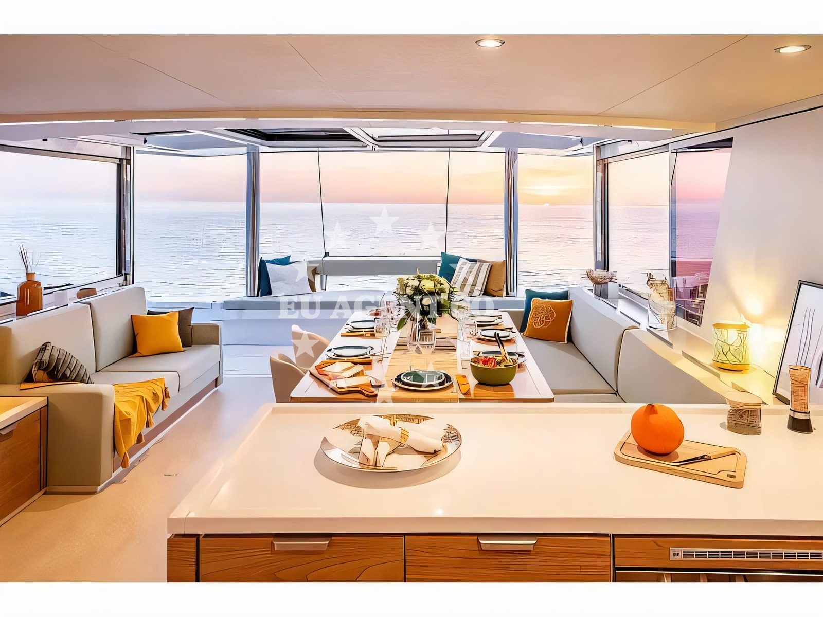 Layout of Bali 5.4 catamaran with 6 cabins Croatia yacht charter
