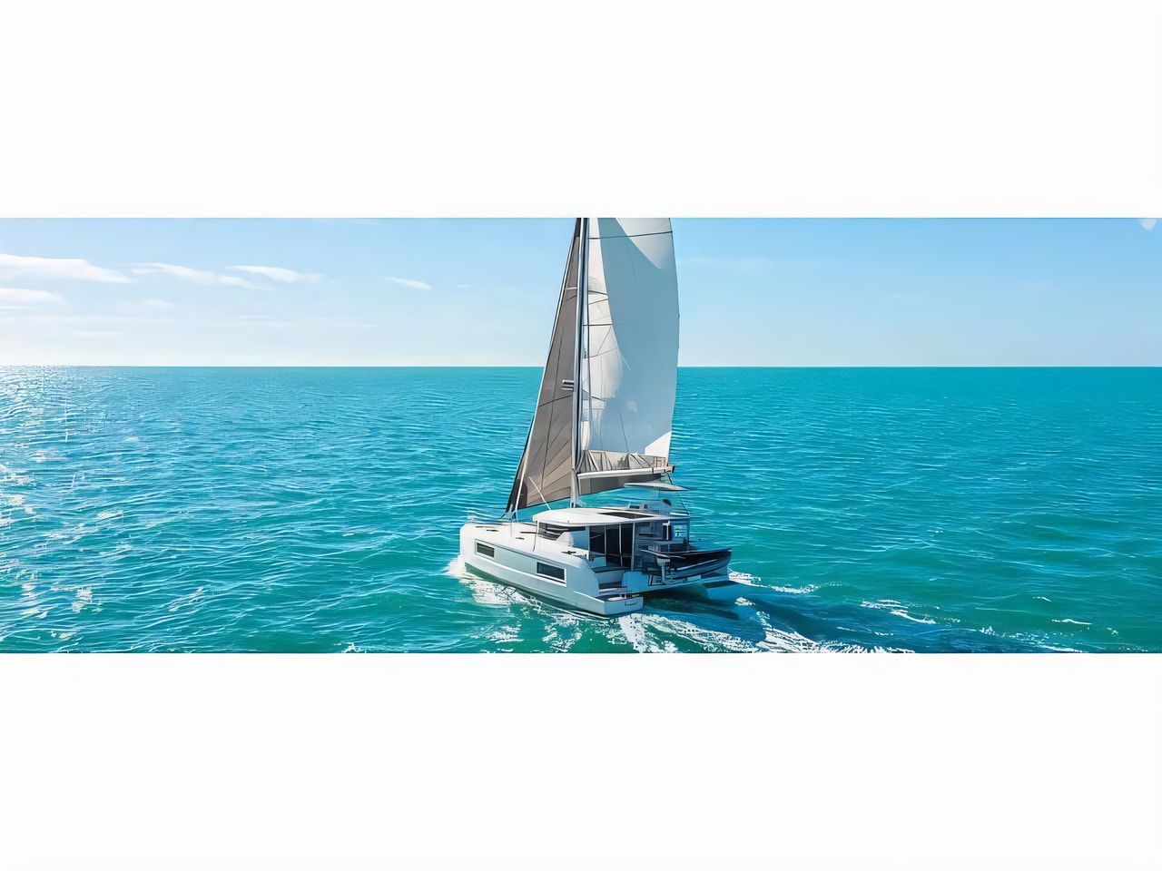 Exterior overview of Lagoon 38 catamaran for charter from Kastela Gomilica Marina in the Split sailing area Croatia