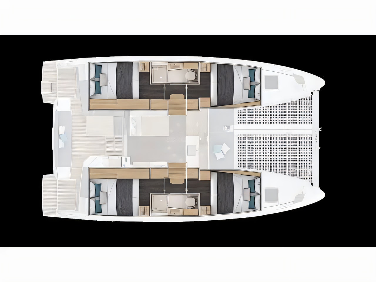Interior of Lagoon 38 catamaran with 4 cabins Croatia yacht charter