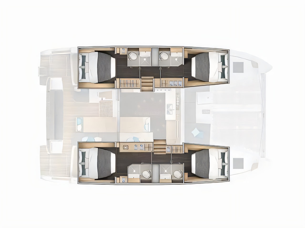 Interior of Lagoon 43 catamaran with 4 cabins Croatia yacht charter