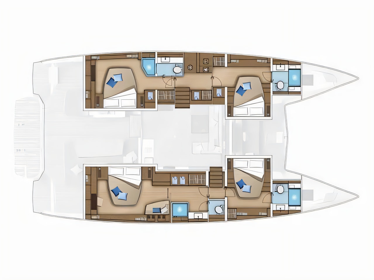 Interior of Lagoon 55 catamaran with 4 cabins Croatia yacht charter