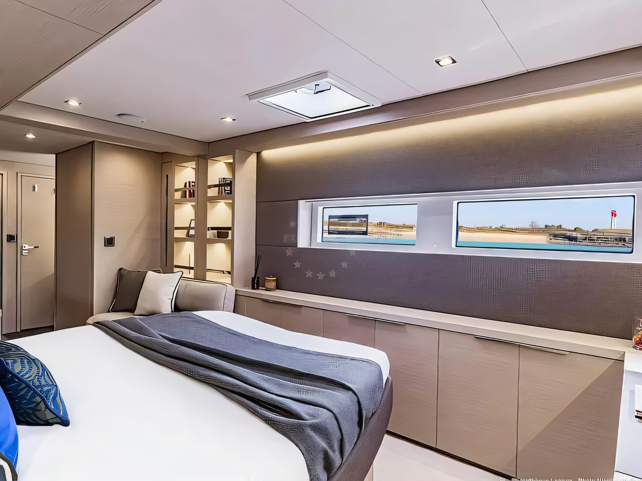 Layout of Lagoon 55 catamaran with 4 cabins Croatia yacht charter