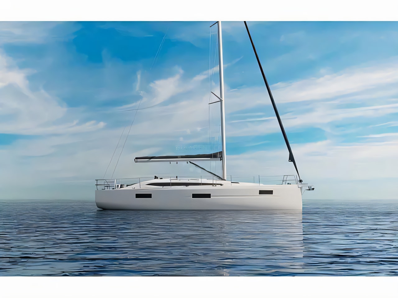 Exterior overview of Elan Impression 43 PRESTIGE sail boat for charter from Biograd Kornati in the Zadar sailing area Croatia