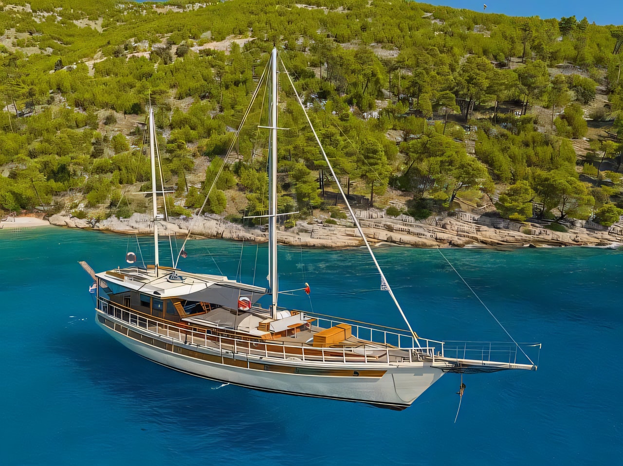 Exterior overview of Gulet gulet or cruiser for charter from Split Port in the Split sailing area Croatia