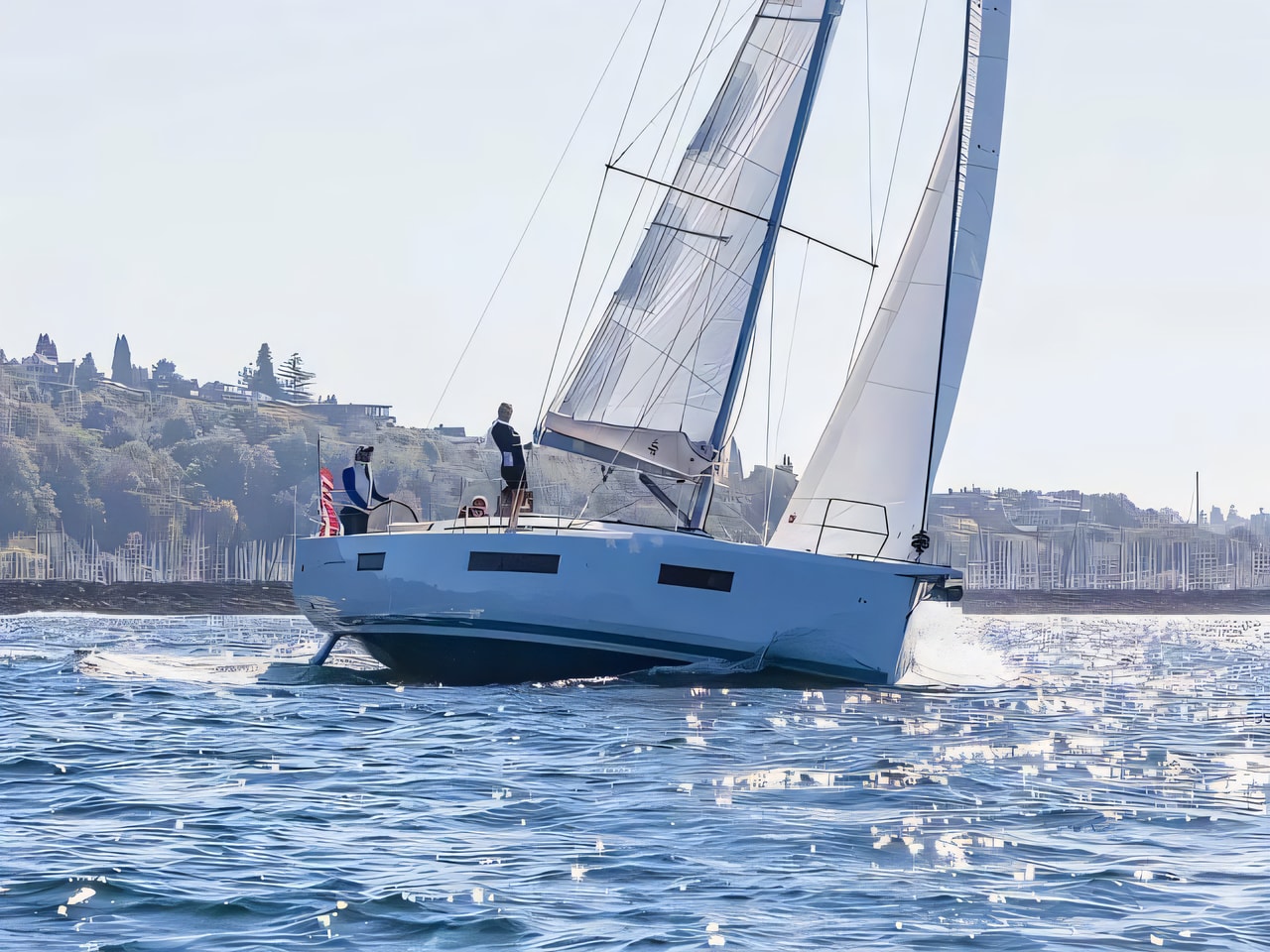 Exterior overview of Sun Odyssey 440 sail boat for charter from Krk Marina Punat in the Istria / Kvarner sailing area Croatia
