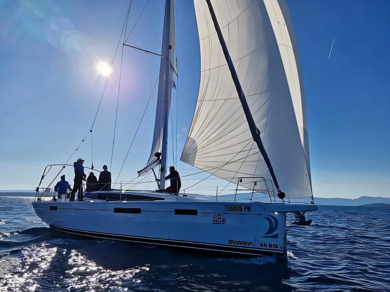 Exterior overview of Dehler 38 SQ sail boat for charter from Krk Marina Punat in the Istria / Kvarner sailing area Croatia