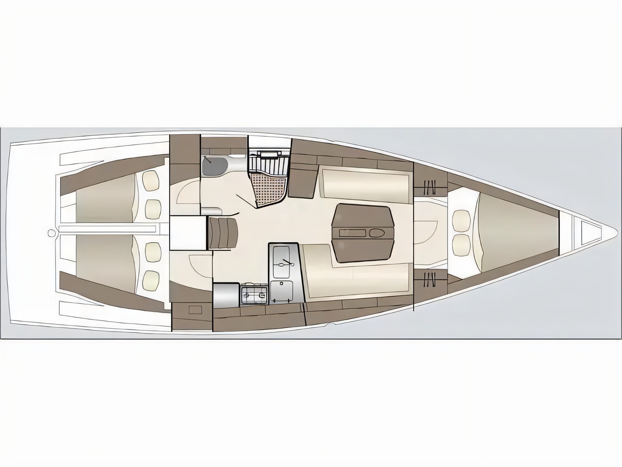 Interior of Dehler 38 SQ sail boat with 3 cabins Croatia yacht charter