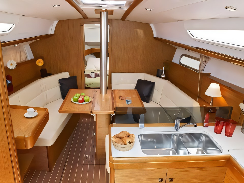 Interior of Sun Odyssey 36i sail boat with 3 cabins Croatia yacht charter