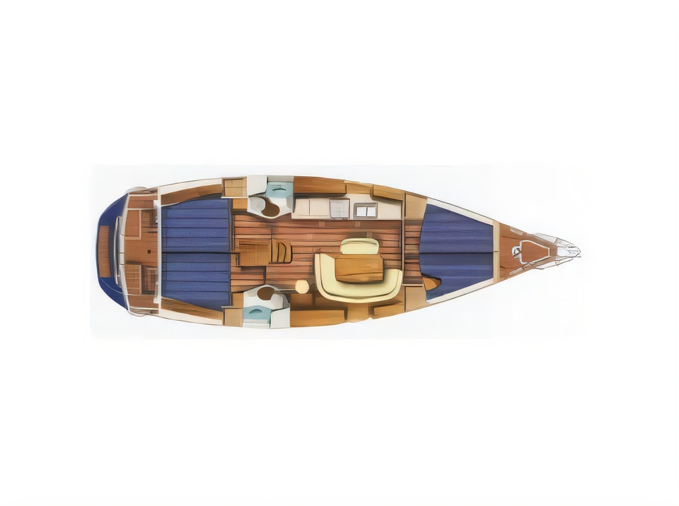 Layout of Sun Odyssey 45 sail boat with 4 cabins Croatia yacht charter