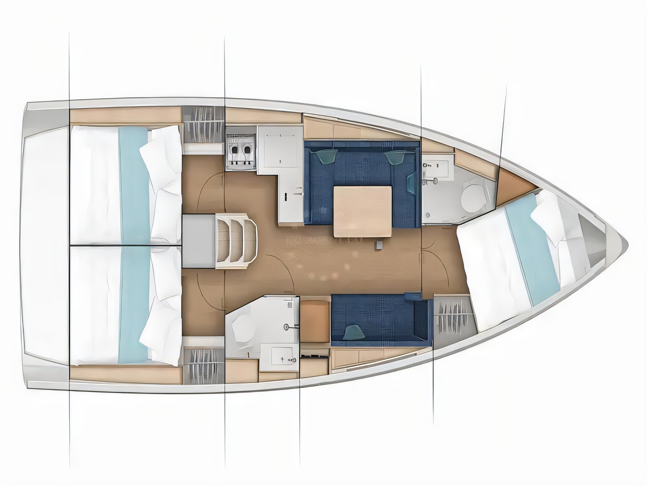 Interior of Sun Odyssey 380 - 3 cabins sail boat with 3 cabins Croatia yacht charter