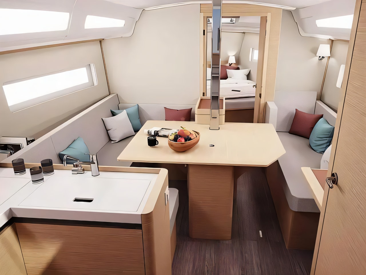 Layout of Sun Odyssey 380 - 3 cabins sail boat with 3 cabins Croatia yacht charter