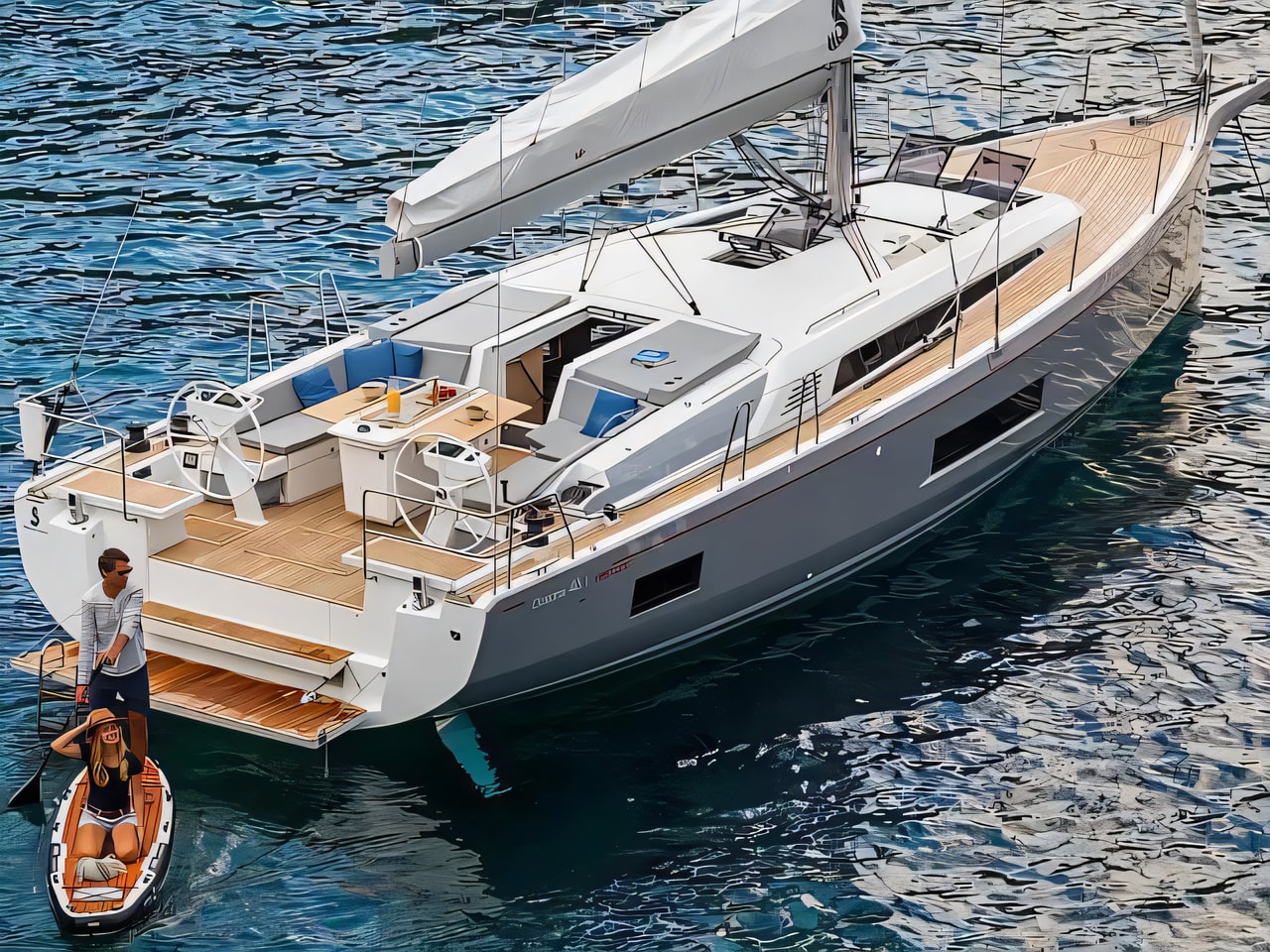 Exterior overview of Oceanis 46.1 sail boat for charter from Split ACI Marina in the Split sailing area Croatia