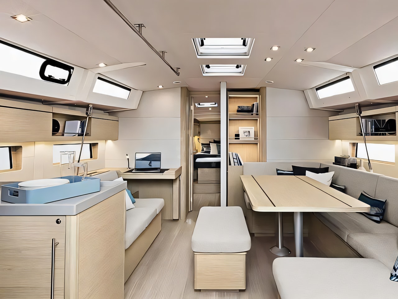 Layout of Oceanis 46.1 sail boat with 5 cabins Croatia yacht charter