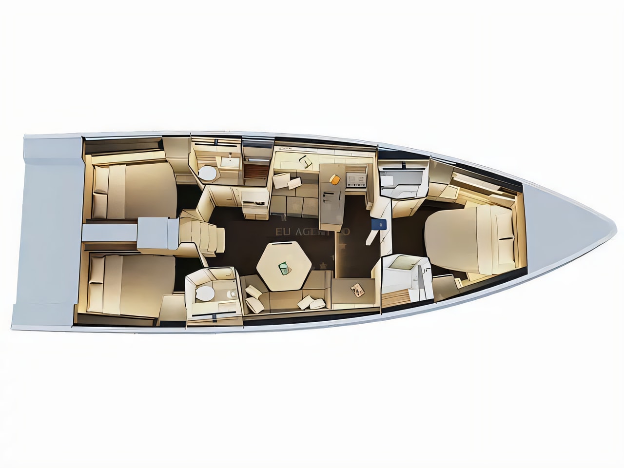 Interior of Dufour 48 sail boat with 3 cabins Croatia yacht charter