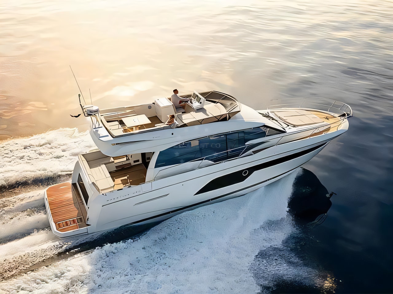 Exterior overview of Prestige 520 Fly motoryacht for charter from Sibenik Marina Mandalina in the Kornati sailing area Croatia