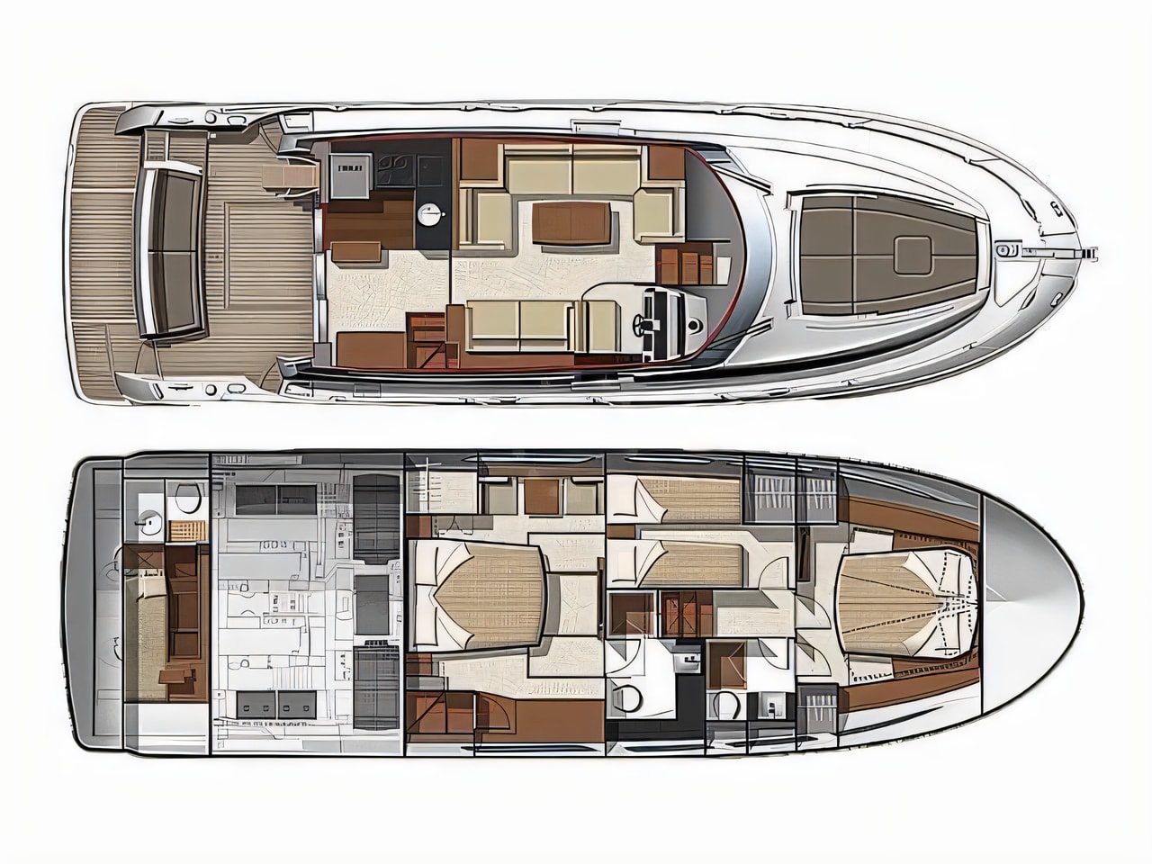 Interior of Prestige 520 Fly motoryacht with 3 cabins Croatia yacht charter