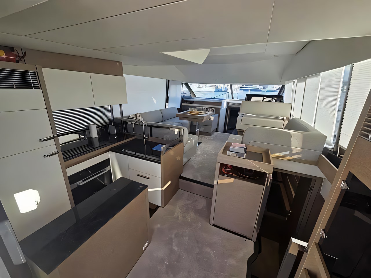 Layout of Prestige 520 Fly motoryacht with 3 cabins Croatia yacht charter