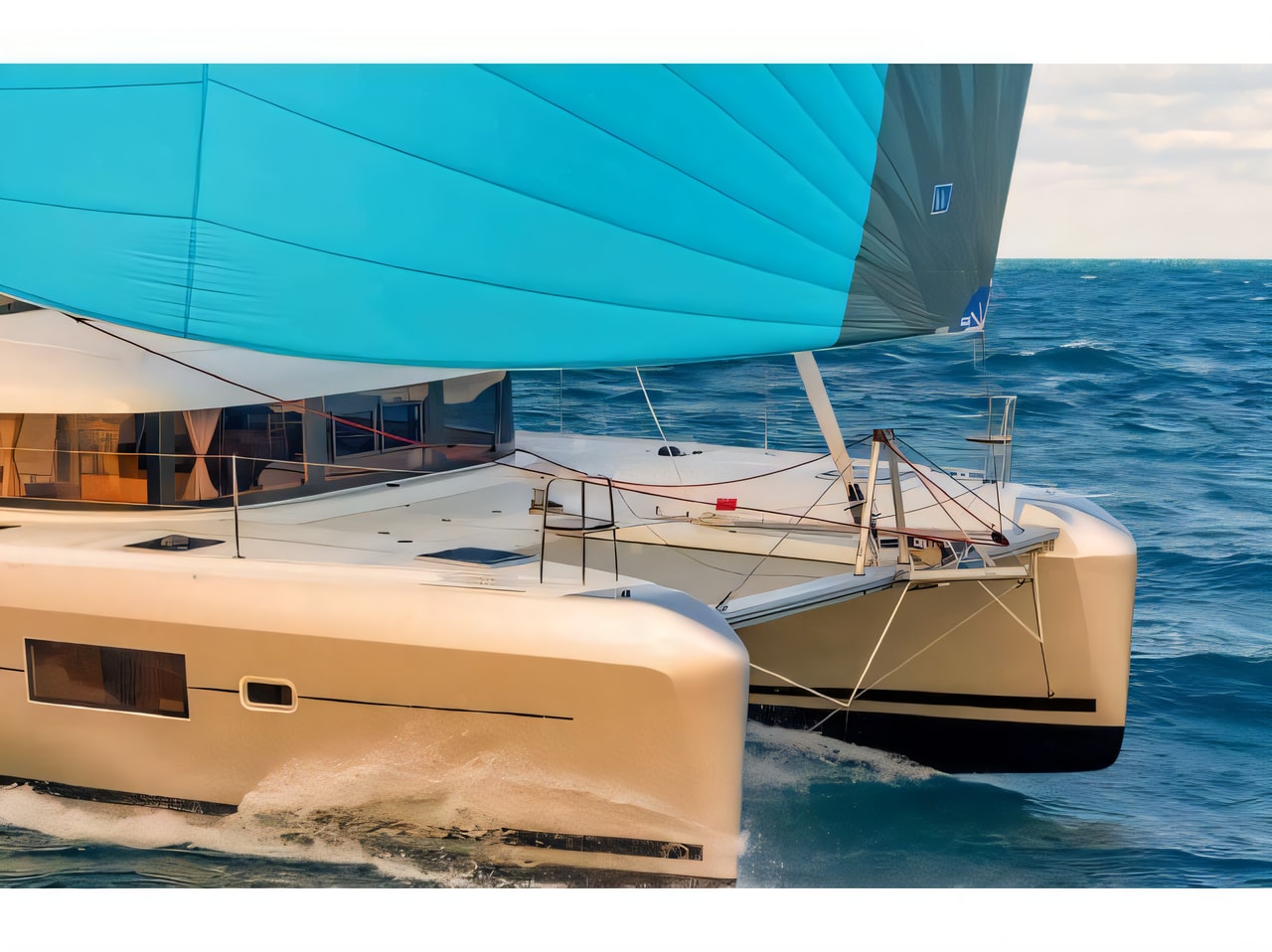 Exterior overview of Lagoon 42 catamaran for charter from Sukosan Marina Dalmacija in the Zadar sailing area Croatia