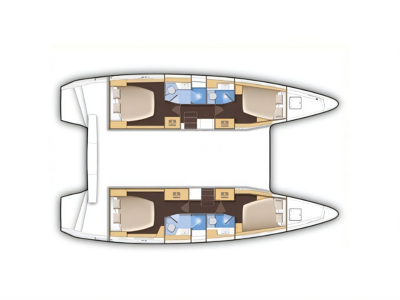 Interior of Lagoon 42 catamaran with 6 cabins Croatia yacht charter