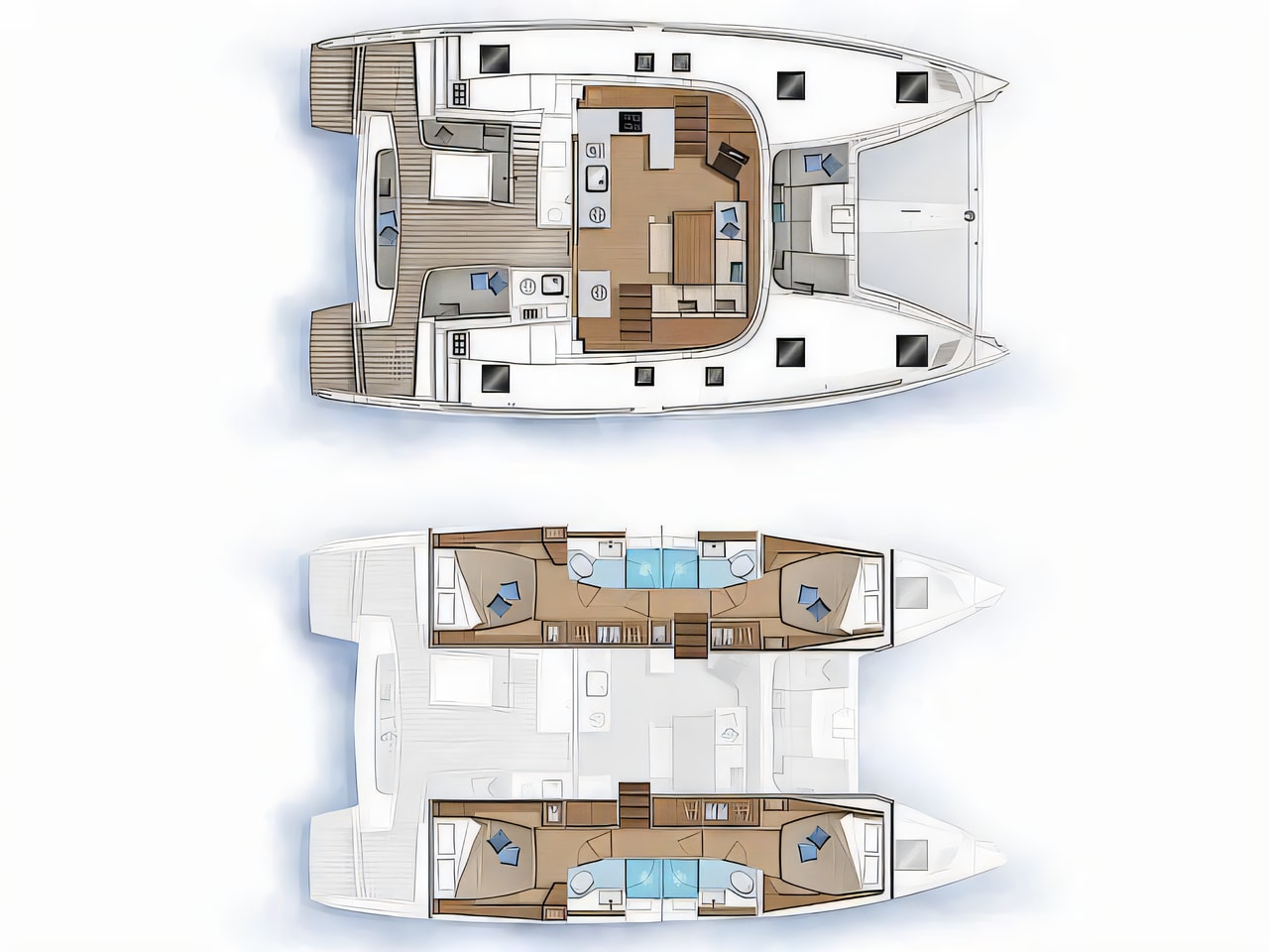 Interior of Lagoon 46 (4+1) catamaran with 5 cabins Croatia yacht charter