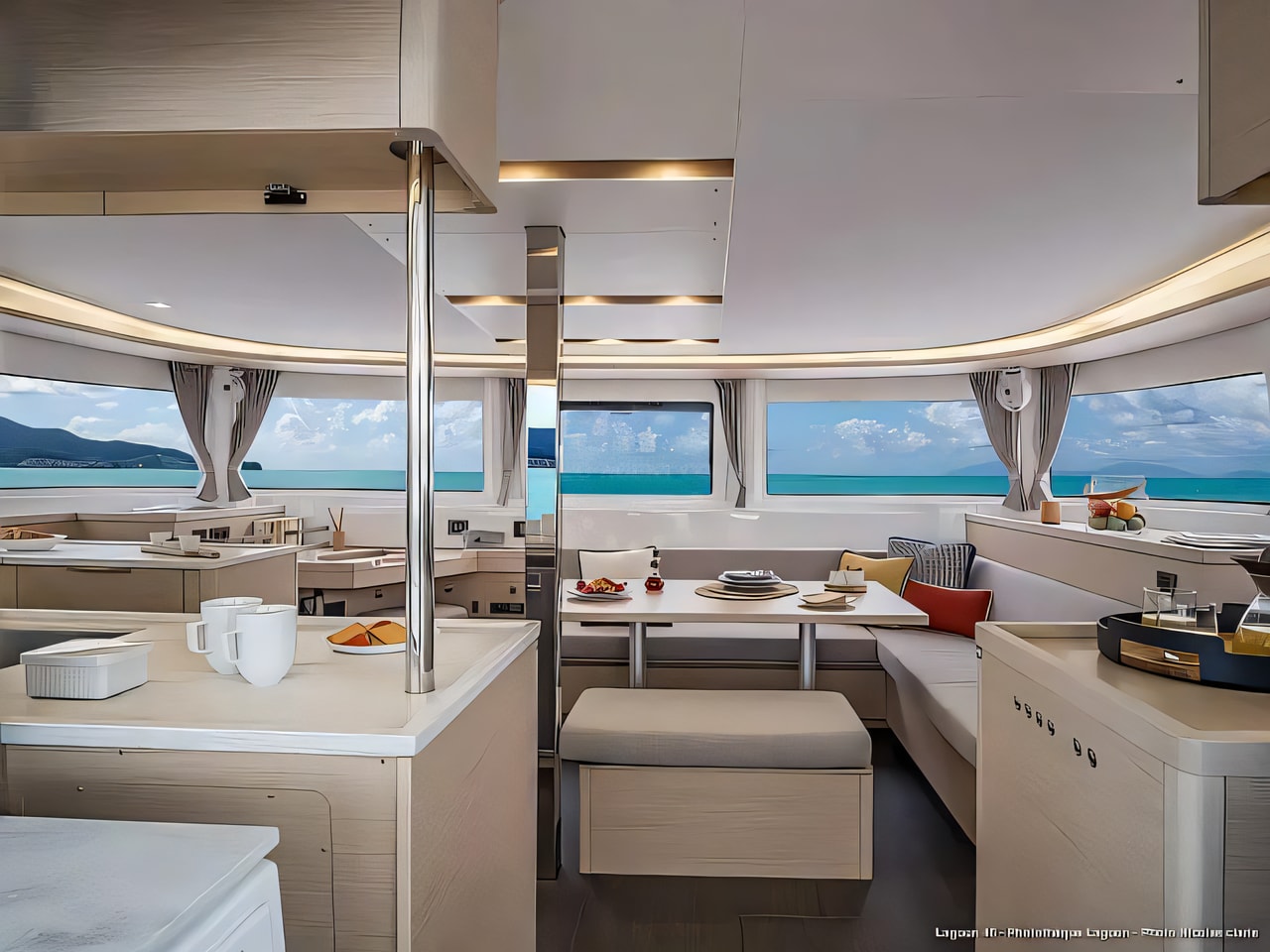 Layout of Lagoon 46 (4+1) catamaran with 5 cabins Croatia yacht charter