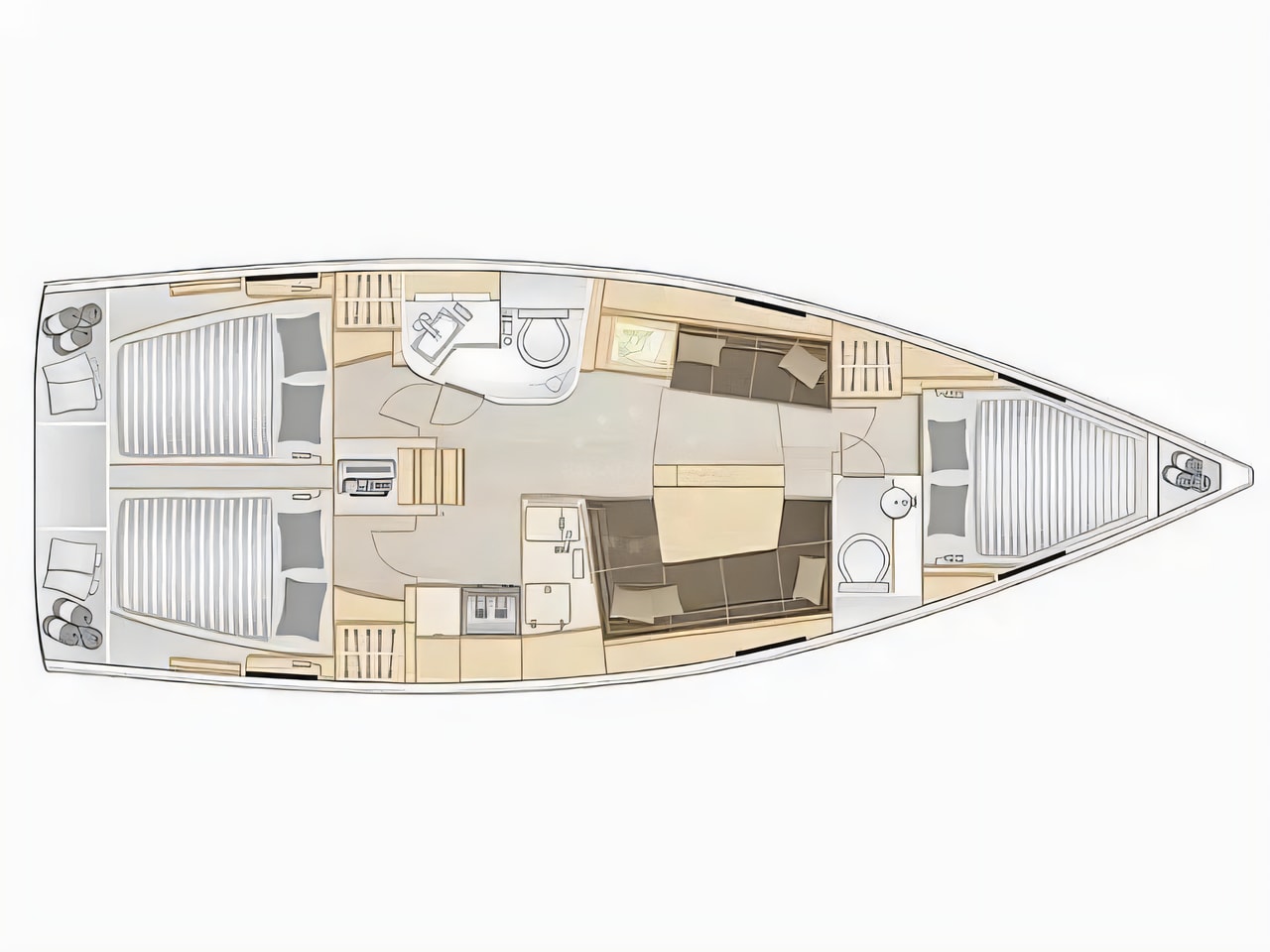 Interior of Hanse 388 sail boat with 3 cabins Croatia yacht charter
