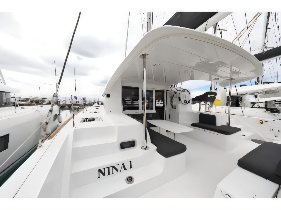 Exterior overview of Lagoon 40 catamaran for charter from Sukosan Marina Dalmacija in the Zadar sailing area Croatia