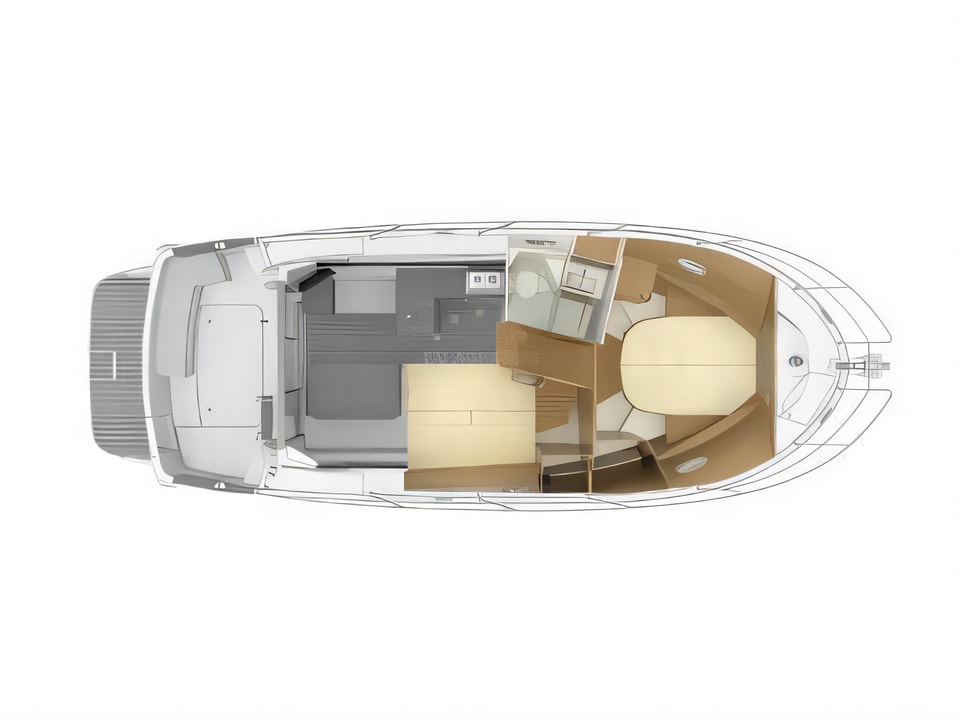 Layout of Antares 36 motor boat with 2 cabins Croatia yacht charter