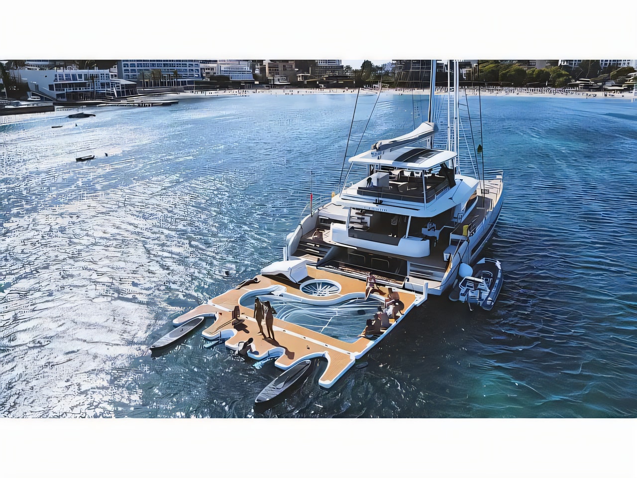 Exterior overview of Lagoon Sixty 5 catamaran for charter from Kastela Gomilica Marina in the Split sailing area Croatia