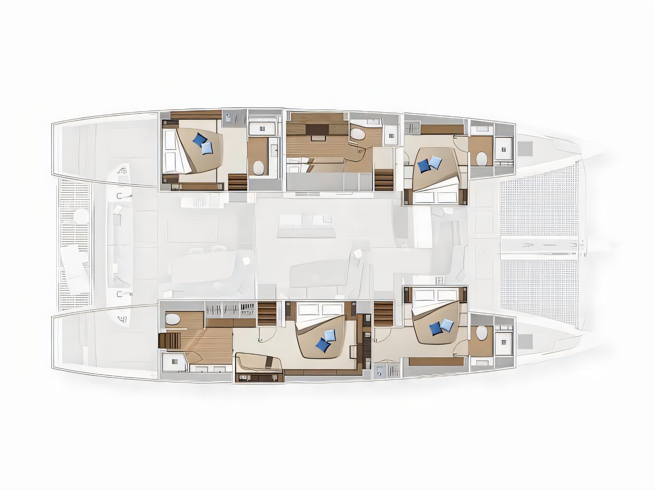 Interior of Lagoon Sixty 5 catamaran with 4 cabins Croatia yacht charter