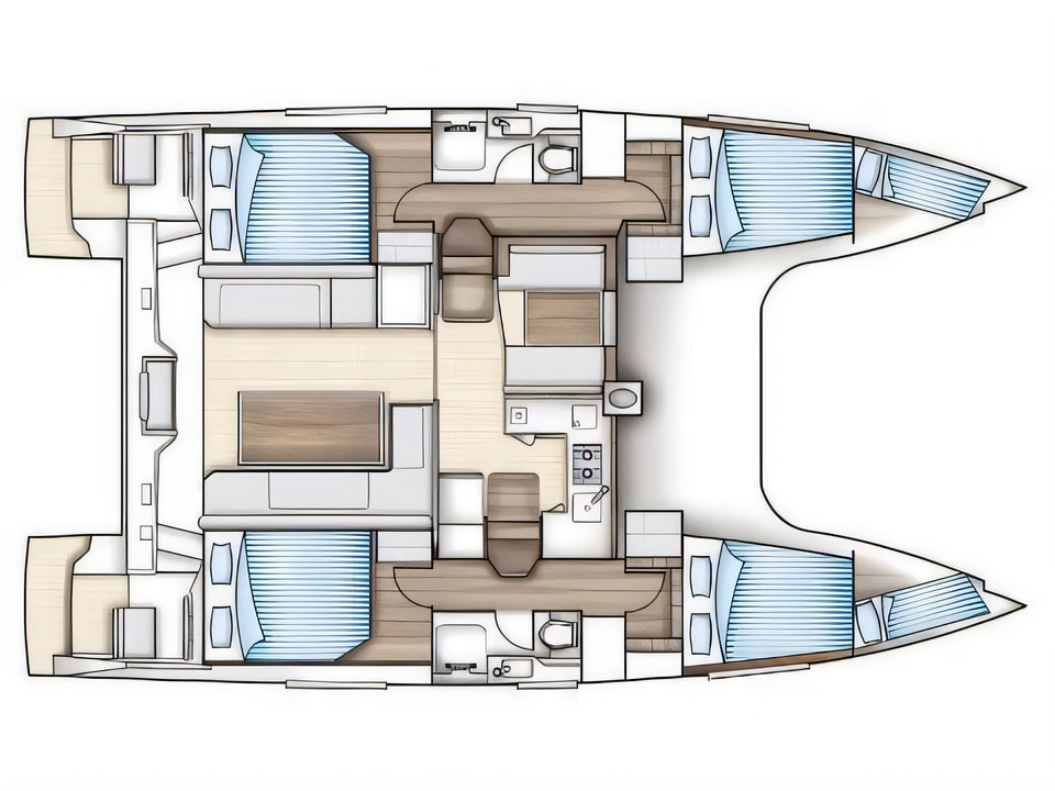 Nautitech Open 40 yacht layout 6 cabins Croatia charter