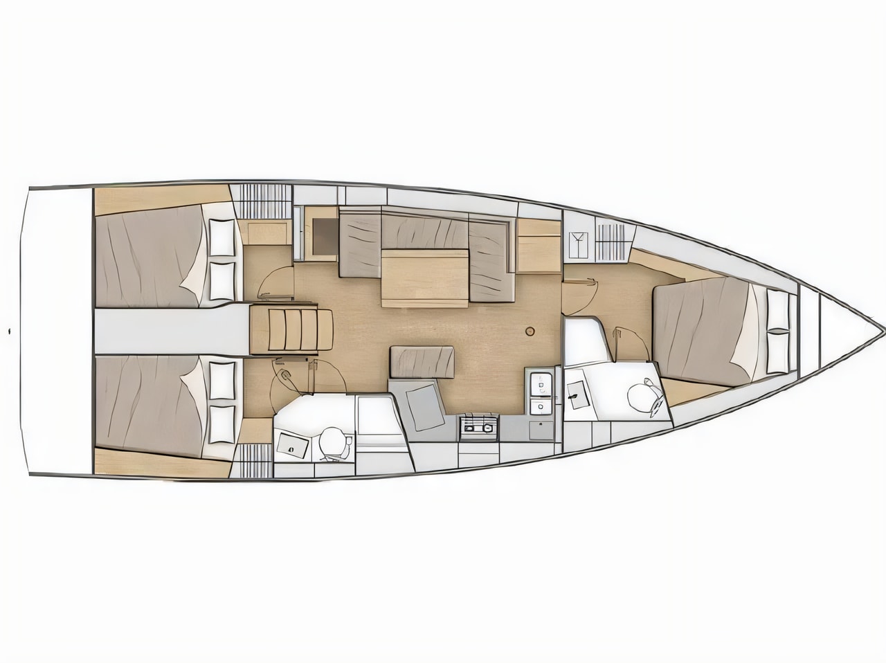 Interior of Oceanis 40.1 sail boat with 3 cabins Croatia yacht charter