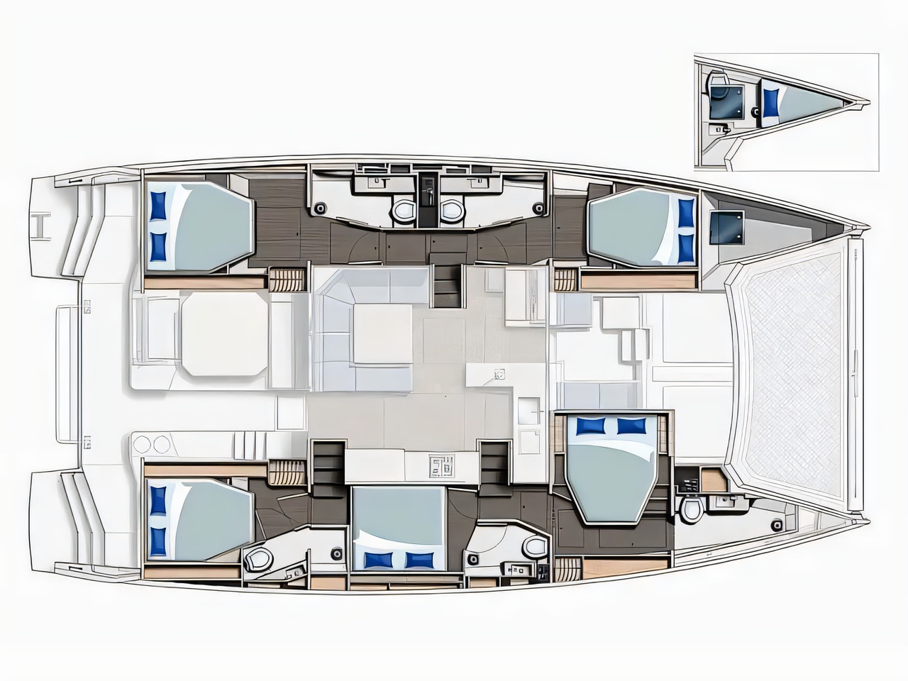 Interior of Leopard 50 catamaran with 6 cabins Croatia yacht charter