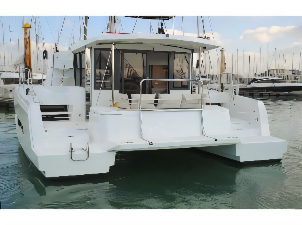 Exterior overview of Bali 4.1 catamaran for charter from Sibenik Marina Mandalina in the Sibenik sailing area Croatia