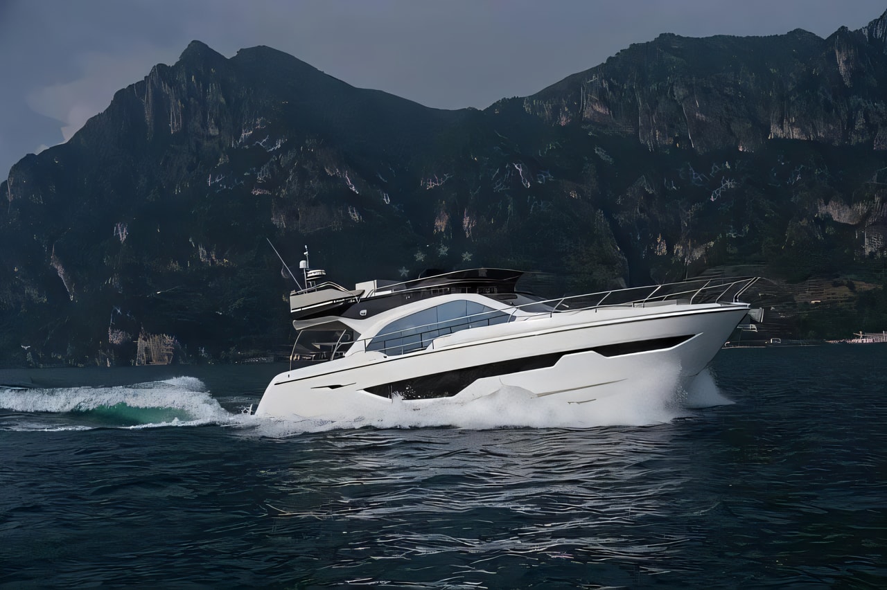 Exterior overview of Sessa Fly 48 motor boat for charter from Sukosan Marina Dalmacija in the Kornati sailing area Croatia