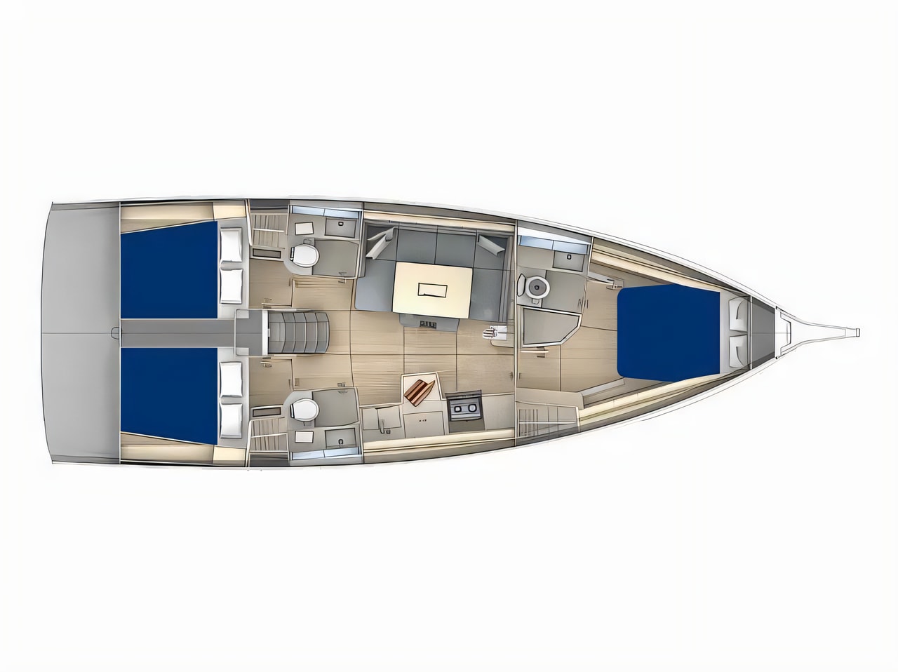 Interior of Sunsail 41.3 sail boat with 3 cabins Croatia yacht charter