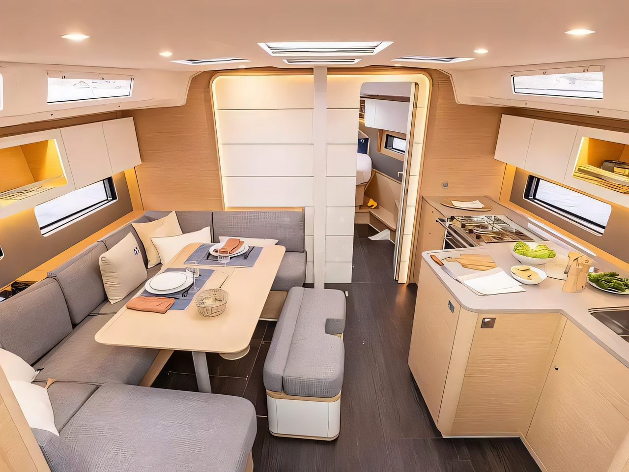 Layout of Sunsail 41.3 sail boat with 3 cabins Croatia yacht charter
