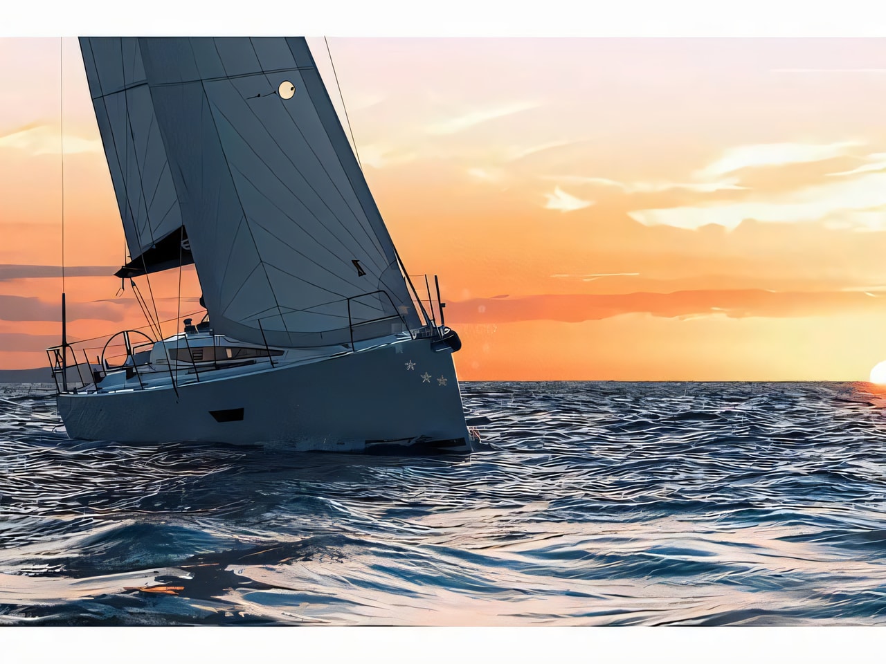 Exterior overview of Elan E4 sail boat for charter from Biograd Kornati in the Zadar sailing area Croatia