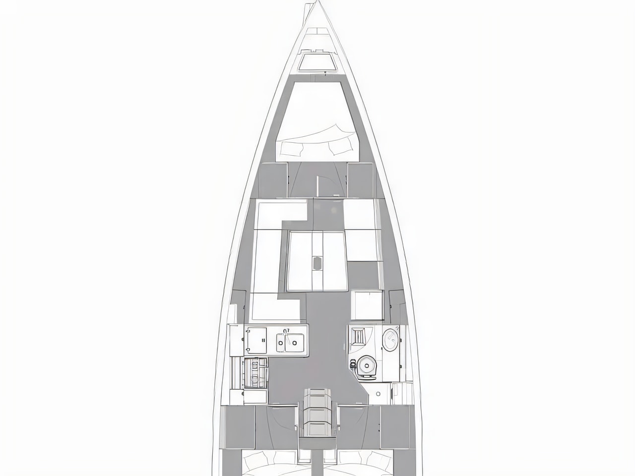 Interior of Elan E4 sail boat with 3 cabins Croatia yacht charter