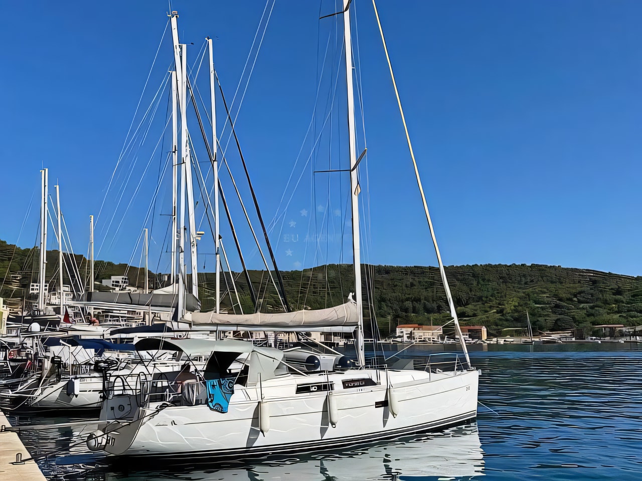 Exterior overview of Hanse 400 sail boat for charter from Seget Donji Marina Baotic in the Split sailing area Croatia