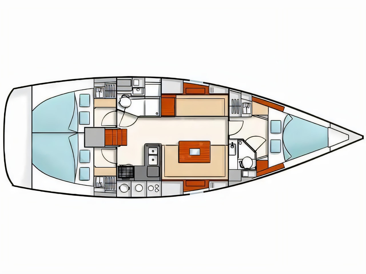 Interior of Hanse 400 sail boat with 3 cabins Croatia yacht charter