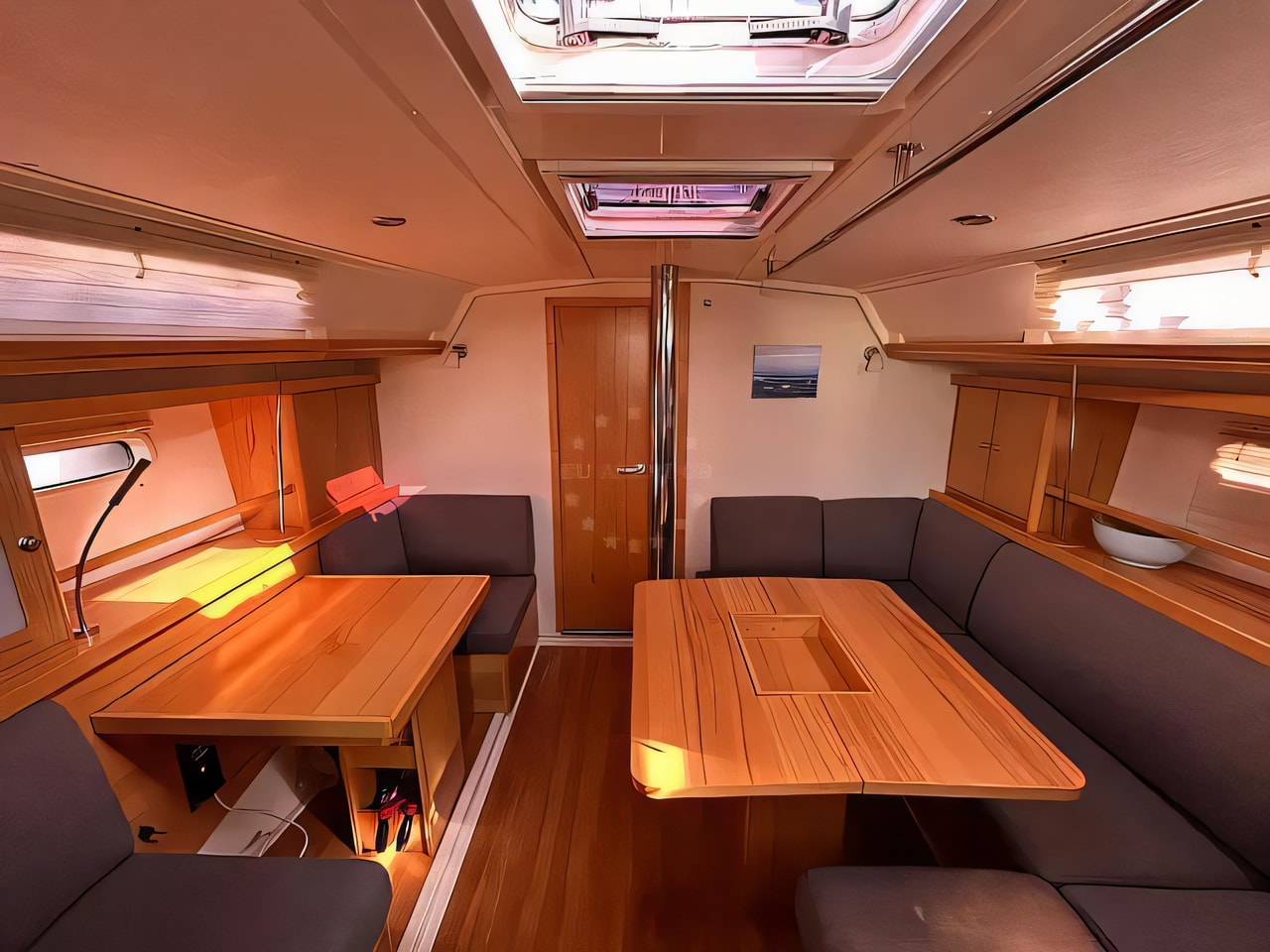 Layout of Hanse 400 sail boat with 3 cabins Croatia yacht charter