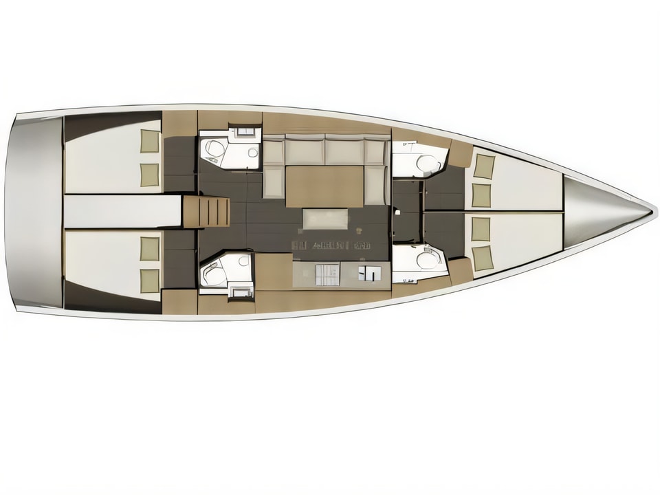 Layout of Dufour 460 Grand Large sail boat with 4 cabins Croatia yacht charter
