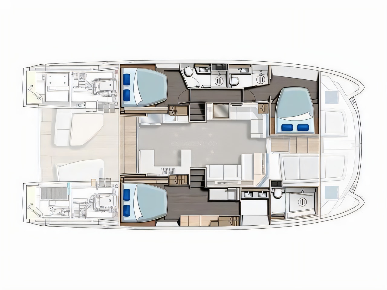 Interior of Leopard 53 PC power catamaran with 3 cabins Croatia yacht charter