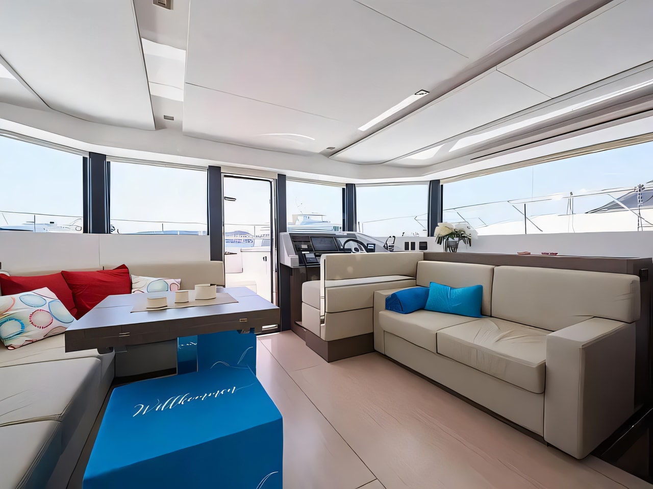 Layout of Leopard 53 PC power catamaran with 3 cabins Croatia yacht charter