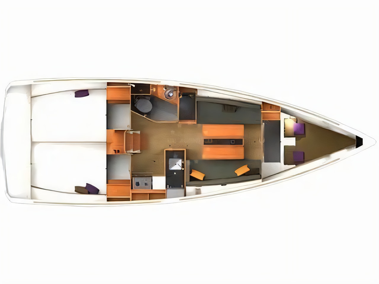 Interior of Sun Odyssey 349 sail boat with 3 cabins Croatia yacht charter