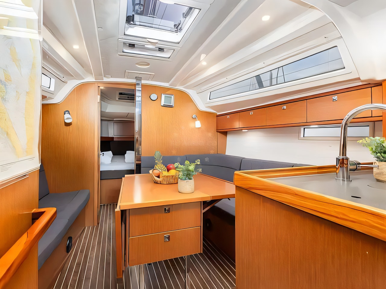 Layout of Bavaria Cruiser 37 sail boat with 3 cabins Croatia yacht charter