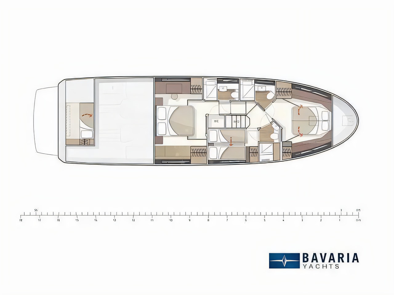 Interior of Bavaria R55 motoryacht with 3 cabins Croatia yacht charter