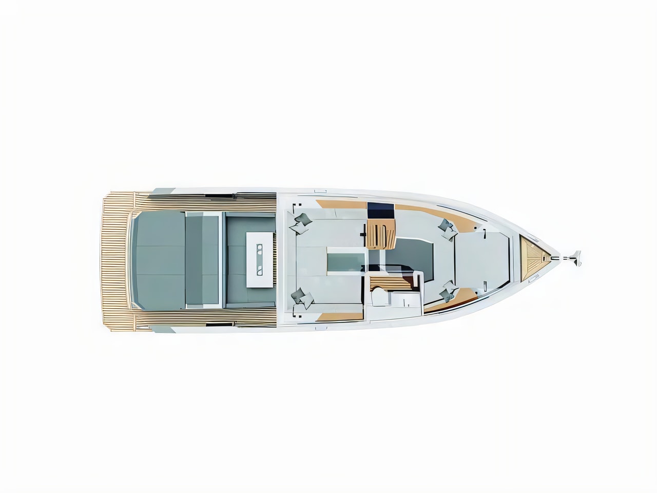 Interior of De Antonio D36 motor boat with 2 cabins Croatia yacht charter